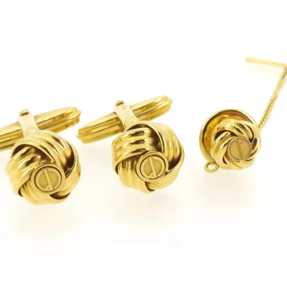 dunhill cuff 2 items set gold plated Authentic used T16826